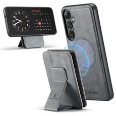 Per Samsung Galaxy S25 5G Fierre Shann FS028 MagSafe RFID Card Holder Back Phone Case (grigio)