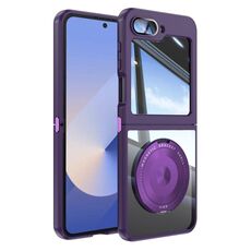 Per Samsung Galaxy Z Flip6 360 Holder MagSafe Custodia per telefono in TPU acrilico ibrido (viola)