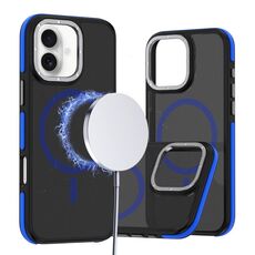 Per iPhone 16 Custodia per telefono MagSafe Dual-Color Skin Feel (Nero Blu)