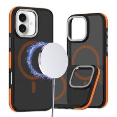 Per iPhone 16 Custodia per telefono MagSafe Dual-Color Skin Feel (nero arancione)