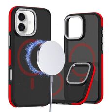 Per iPhone 16 Custodia per telefono MagSafe Dual-Color Skin Feel (Nero Rosso)