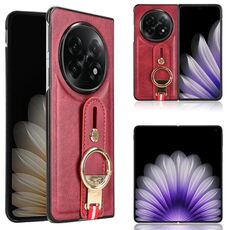 Per OPPO Find N5 Custodia per telefono in pelle con cinturino posteriore (rosso)