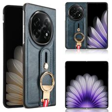 Per OPPO Find N5 Custodia per telefono in pelle con cinturino posteriore (blu)