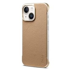 Per iPhone 14/13 Denior A20 Custodia per telefono senza cornice MagSafe in vera pelle Litchi Texture (cachi)
