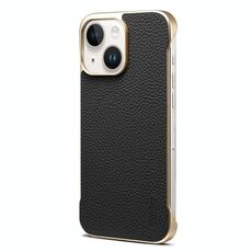 Per iPhone 15 Plus / 14 Plus Denior A20 Custodia per telefono senza cornice MagSafe in vera pelle Litchi Texture (nero)