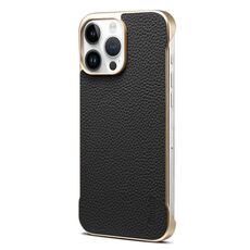 Per iPhone 15 Pro Max Denior A20 Custodia per telefono senza cornice MagSafe con texture Litchi in vera pelle (nero)