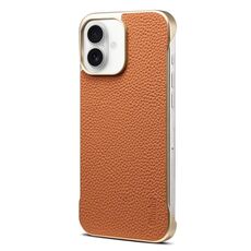 Per iPhone 16 Denior A20 Custodia per telefono senza cornice MagSafe in vera pelle Litchi Texture (marrone)