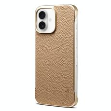 Per iPhone 16 Denior A20 Custodia per telefono MagSafe senza cornice in vera pelle Litchi Texture (cachi)