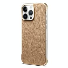 Per iPhone 16 Pro Denior A20 Custodia per telefono MagSafe senza cornice in vera pelle Litchi Texture (cachi)