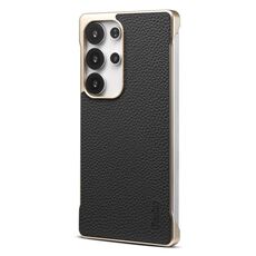 Per Samsung Galaxy S25 Ultra 5G Denior A20 Custodia per telefono MagSafe senza cornice in vera pelle Litchi Texture (nero)