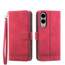 Per Samsung Galaxy S25 Edge 5G Dierfeng Dream Line TPU Hybrid PU Custodia in pelle per telefono (rosso)