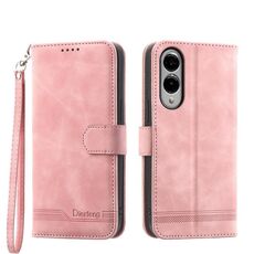 Per Samsung Galaxy S25 Edge 5G Dierfeng Dream Line TPU Hybrid PU Custodia in pelle per telefono (rosa)