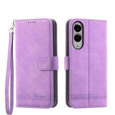 Per Samsung Galaxy S25 Edge 5G Dierfeng Dream Line TPU Hybrid PU Custodia in pelle per telefono (viola)