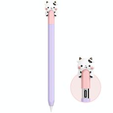 Per Apple Pencil USB-C LC129-3 Custodia protettiva in silicone anti-rotolamento per penna stilo (mucca rosa viola)
