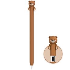 Per Apple Pencil USB-C LC129-3 Custodia protettiva in silicone anti-rotolamento per penna stilo (orso bruno)