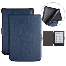 Per Pocketbook B606 628 633 632 627 616 Custodia per tablet intelligente in pelle TPU con texture Crazy Horse (blu scuro)