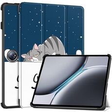 Per OnePlus Pad 2 Custodia per tablet in pelle intelligente con supporto a 3 pieghe Custer Painted (Lazy Cat)