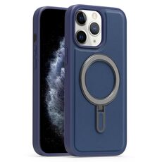 Per iPhone 11 Pro Max Silver Shield MagSafe Holder Custodia antiurto per telefono (blu scuro)