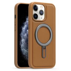 Per iPhone 11 Pro Max Silver Shield MagSafe Holder Custodia antiurto per telefono (marrone)