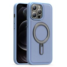 Per iPhone 12 Pro Silver Shield MagSafe Holder Custodia antiurto per telefono (blu)