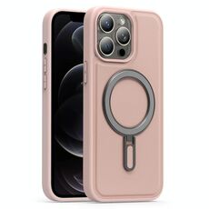 Per iPhone 12 Pro Silver Shield MagSafe Holder Custodia antiurto per telefono (rosa)