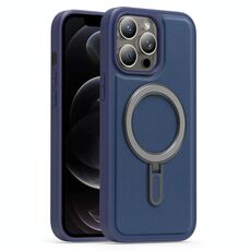 Per iPhone 12 Pro Silver Shield MagSafe Holder Custodia antiurto per telefono (blu scuro)