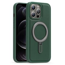 Per iPhone 12 Pro Silver Shield MagSafe Holder Custodia antiurto per telefono (verde)