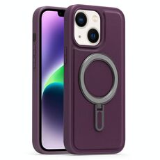 Per iPhone 14 Silver Shield MagSafe Holder Custodia antiurto per telefono (viola)