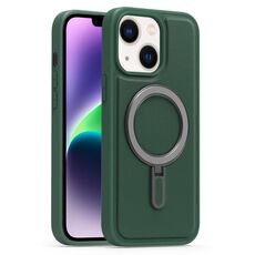 Per iPhone 14 Silver Shield MagSafe Holder Custodia antiurto per telefono (verde)