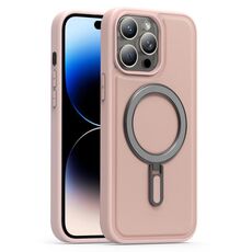 Per iPhone 14 Pro Max Silver Shield MagSafe Holder Custodia antiurto per telefono (rosa)
