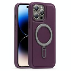 Per iPhone 14 Pro Max Silver Shield MagSafe Holder Custodia antiurto per telefono (viola)