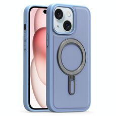 Per iPhone 15 Plus Silver Shield MagSafe Holder Custodia antiurto per telefono (blu)