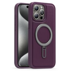 Per iPhone 15 Pro Silver Shield MagSafe Holder Custodia antiurto per telefono (viola)