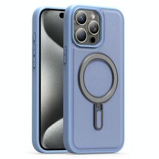Per iPhone 15 Pro Max Silver Shield MagSafe Holder Custodia antiurto per telefono (blu)