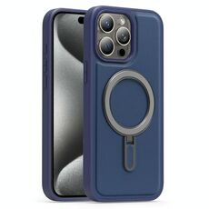 Per iPhone 15 Pro Max Silver Shield MagSafe Holder Custodia antiurto per telefono (blu scuro)