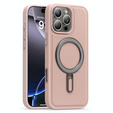 Per iPhone 16 Pro Max Silver Shield MagSafe Holder Custodia antiurto per telefono (rosa)