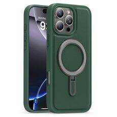 Per iPhone 16 Pro Silver Shield MagSafe Holder Custodia antiurto per telefono (verde)
