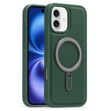 Per iPhone 16 Plus Silver Shield MagSafe Holder Custodia antiurto per telefono (verde)