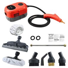 Kit pulitore a vapore portatile da 2500 W e 3,0 BAR con design dello schermo, serbatoio dell'acqua da 1100 ml, spina UE, rosso