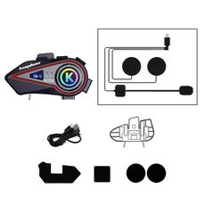Auricolari Bluetooth per casco Kuqibao K23S 1000m Interfono Bluetooth per moto per 2 persone con auricolare impermeabile leggero (grano duro)