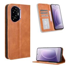 Custodia in pelle con texture retrò e fibbia magnetica per Honor 300 5G (marrone)