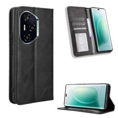 Per Honor 300 Pro 5G / 300 Ultra 5G Custodia per telefono in pelle con fibbia magnetica e texture retrò (nero)