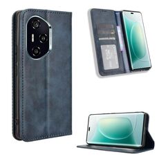Per Honor 300 Pro 5G / 300 Ultra 5G Custodia per telefono in pelle con fibbia magnetica e texture retrò (blu)