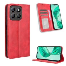 Per Honor X8c 4G Custodia per telefono in pelle con fibbia magnetica e texture retrò (rosso)