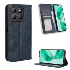 Custodia in pelle con texture retrò e fibbia magnetica per Honor X8c 4G (blu)