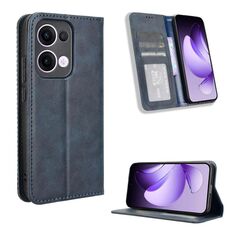 Custodia in pelle con texture retrò e fibbia magnetica globale per OPPO Reno13 5G (blu)
