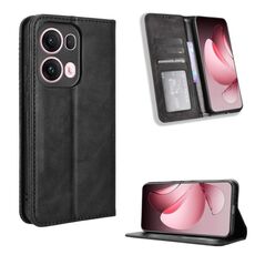 Per OPPO Reno13 Pro 5G Global Magnetic Buckle Retro Texture Custodia in Pelle per Telefono (Nero)