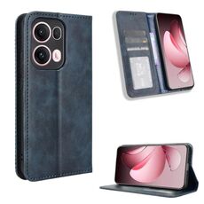 Custodia in pelle con texture retrò e fibbia magnetica globale per OPPO Reno13 Pro 5G (blu)