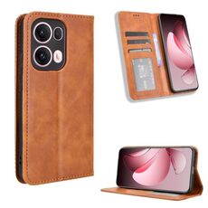 Per OPPO Reno13 Pro 5G Global Magnetic Buckle Retro Texture Custodia in Pelle per Telefono (Marrone)