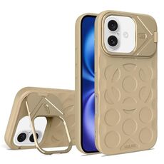 Per iPhone 16 Plus Lens Frame Holder MagSafe PC Hybrid TPU Custodia per telefono (oro deserto)